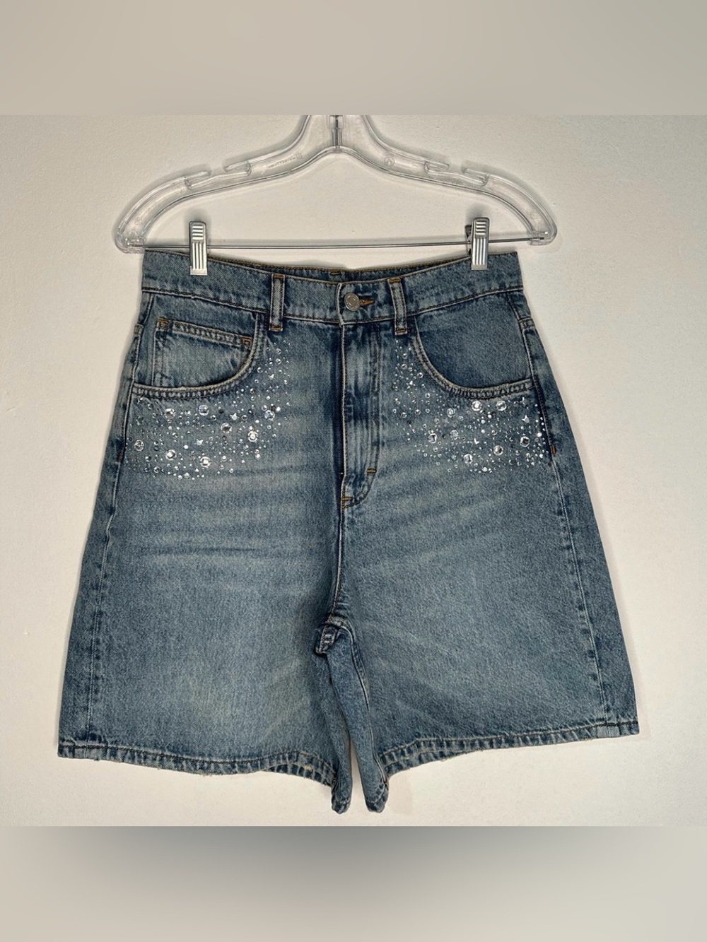 Maje Embellished Denim Mini Skirt - Blue